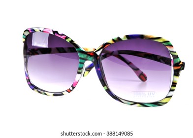 bright Sunglasses isolated white background. sun protection