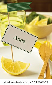 Bright And Sunny Table Setting With A Name Tag