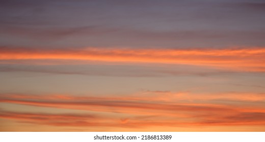 Bright Sunset Sky, Full Frame. Orange, Pink, Red Clouds.