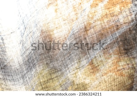 Bright texture with rust-red, warbler, and gray sheer ethnic tones on a pale linen background.