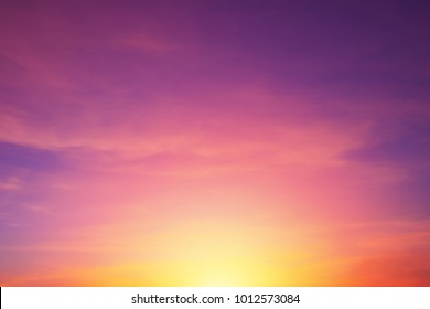 Bright vibrant Purple colors real romantic sunset sky ,nature beauty color background