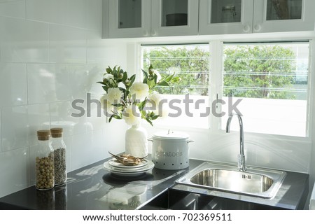 bright white modern kitchen with sink