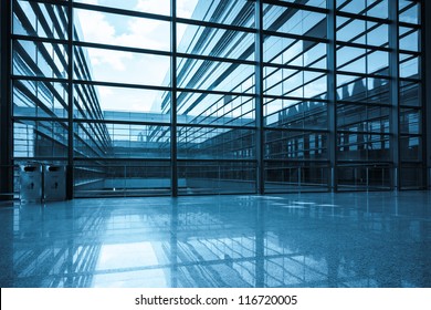 bright window and glass curtain wall a modern building