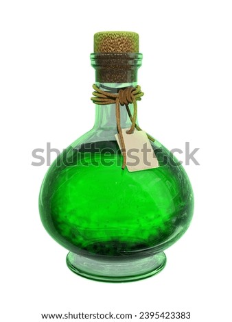 Bright witchcraft bottle with potion. For various collages.