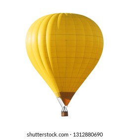 Bright Yellow Hot Air Balloon On White Background