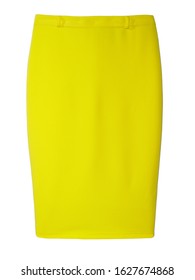 Bright Yellow Pencil Skirt On White Background