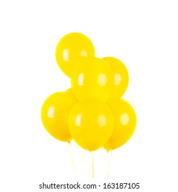 bright yellow smile balloons isolated on white
