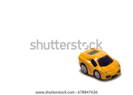 Bright yellow sports car, sporty shape on a white background.