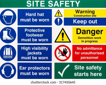 Health and Safety Construction Site Keep Out Sign Hazard Picture Poster