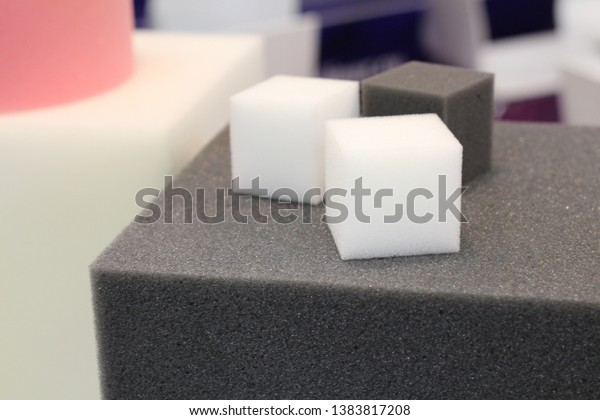 Brightly colored foam rubber for furniture\
factories. Polyurethane foam of a soft\
form.