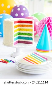 Brightly Colored Rainbow Layer Cake