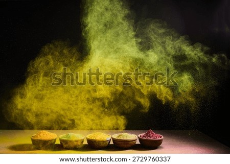 Brightly colored spice powder exploding in air