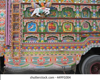 brightly colored truck painting