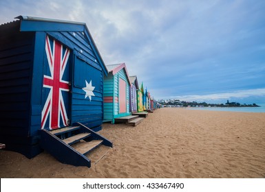 Brighton beach bathing boxes in Melbourne. Bathing boxes are the well-known place of Brighton beach in Melbourne, Australia.