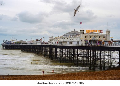 Brighton Pier in the evening. United Kingdom Seaside with a calm weather