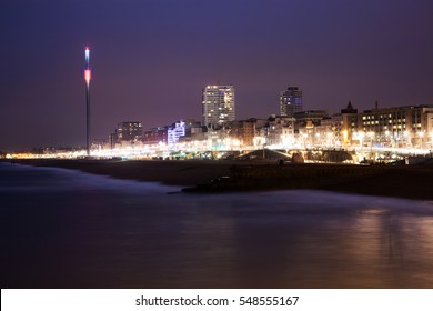 Brighton seafront at night