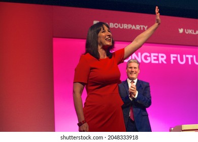 Brighton, UK 09 27 2021. Shadow Chancellor Of The Exchequer Rachel Reeves MP Speaking At The Labour Party Conference In Brighton 