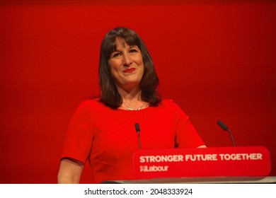 Brighton, UK 09 27 2021. Shadow Chancellor Of The Exchequer Rachel Reeves MP Speaking At The Labour Party Conference In Brighton 