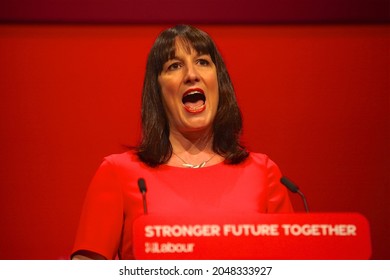 Brighton, UK 09 27 2021. Shadow Chancellor Of The Exchequer Rachel Reeves MP Speaking At The Labour Party Conference In Brighton 