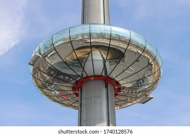 Brighton / UK - August 29 2017: British Airways I360 Glass Viewing Pod Observation Tower