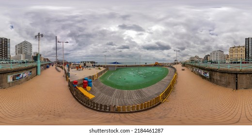 Brighton, UK - July 8, 2022: 360 Image Brighton Beach Tourist Hotspot