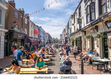 Brighton, UK - June 3 2022: Brighton Gardener Street Cafes And Restaurants, East Sussex