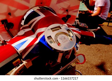 Brighton, United Kingdom - August 25, 2018: Clock Detail Of Mod Culture Scooter