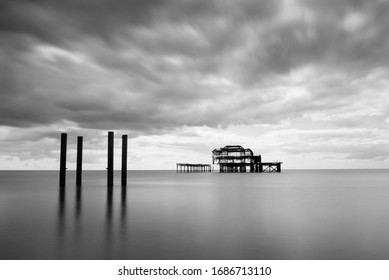 Brighton's landmark. An old abandon structure that used to be Brighton west pier. - Powered by Shutterstock