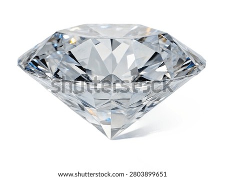 A brilliant cut sharp low-poly 3D diamond gemstone isolated on white transparent background.