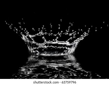 brilliant drops transparent water on black background