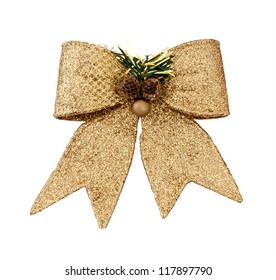 Brilliant Gold Bow - A Christmas Ornament.isolated