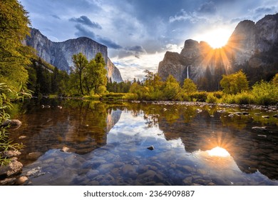 Brilliant Morning Sunrise on Yosemite Valley View, Yosemite National Park, California - Powered by Shutterstock