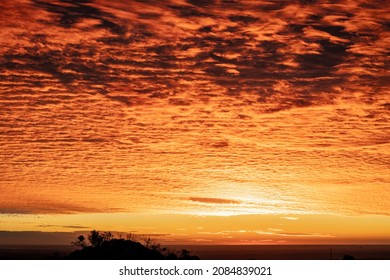 Brilliant Orange Sky Over Hilltop In Guadalupe Mountains National Park