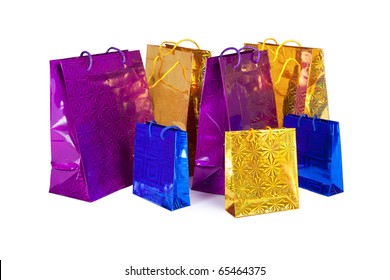 Brilliant shopping bags on white background