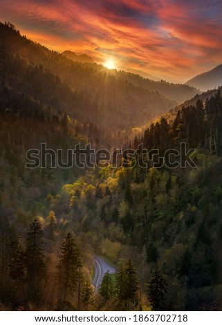Brilliant sunset in the Smoky Mountains