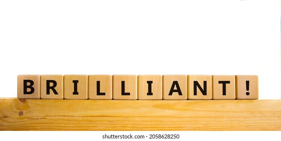 Brilliant symbol. The word brilliant on wooden cubes. Beautiful wooden table, white background. Business and brilliant concept. Copy space. - Shutterstock ID 2058628250