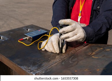 Brinell Hardness Test Of Steel And Welded At Heat Affected Zone(HAZ) After Welding Complete.