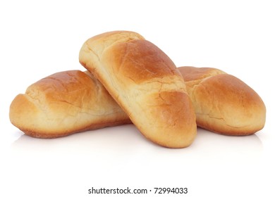 Brioche Bread Roll Group Over White Background.