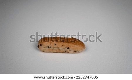 brioche choc chips, slice of bread with chocolate chips. Delicious looking bread