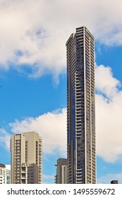 BRISBANE, AUSTRALIA - AUGUST 6 2019: Brisbane City Australia cityscape and Detail of Brisbane Skyline at Sunset. Brisbane, Australia. 