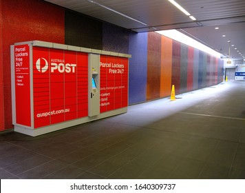 Brisbane, Australia - February 10 2020: Australia Post Parcel Lockers