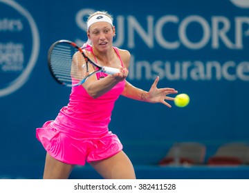 BRISBANE, AUSTRALIA - JANUARY 3 :Yanina Wickmayer In Action At The 2016 Brisbane International WTA Premier Tennis Tournament