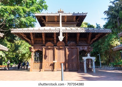 Brisbane, Australia - July 9, 2017: Nepalese Peace Pagoda In The South Bank Parklands. The Pagoda Was Erected For The World Expo 88.