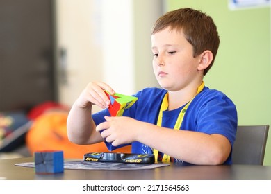 Brisbane, Australia - JUNE 25 2022: Brisbane's 20 In 21 In 2022 Speedcubing Competition, Competitor Solving Pyraminx Event, First Round.