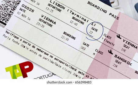 BRISBANE, AUSTRALIA – JUNE 3, 2017: Illustrative Editorial Image Of A Boarding Pass For Air Travel