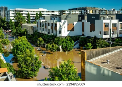 Brisbane, Australia - Mar 1, 2022: Flood aftermath in West End suburb
