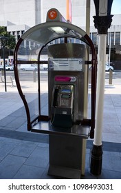 Brisbane, Australia - May 15 2018: Telstra Payphone In Heritage Design Booth.