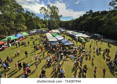 BRISBANE, AUSTRALIA - May, 2001: View Of Crowd At A Primary School Fair On The Oval