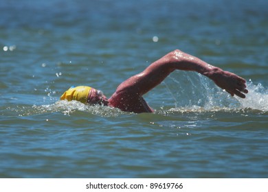 BRISBANE, AUSTRALIA  NOV 27 :Open Water Unidentified Competitor In The Great Australian Swim Series Race November 27, 2011 In Brisbane, Australia