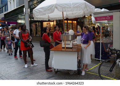 Brisbane, Australia-Dec 6,2019:Food Cart At Brisbane Downtown Walking Street.